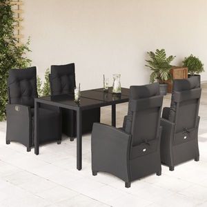 vidaXL Set mobilier de grădină cu perne, 5 piese, negru, poliratan imagine