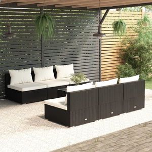 vidaXL Set de mobilier pentru grădină, 7 piese, negru, poliratan imagine