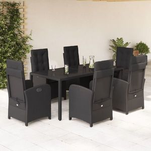 vidaXL Set mobilier de grădină cu perne, 7 piese, negru, poliratan imagine