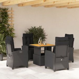 vidaXL Set mobilier de grădină cu perne, 5 piese, negru, poliratan imagine