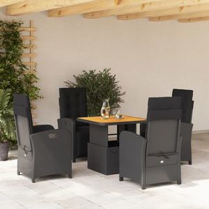 vidaXL Set mobilier de grădină cu perne, 5 piese, negru, poliratan imagine