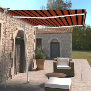 vidaXL Copertină retractabilă manual cu LED portocaliu&maro 300x250 cm imagine