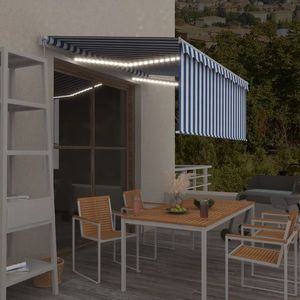 vidaXL Copertină retractabilă manual cu stor&LED albastru&alb, 3x2, 5 m imagine