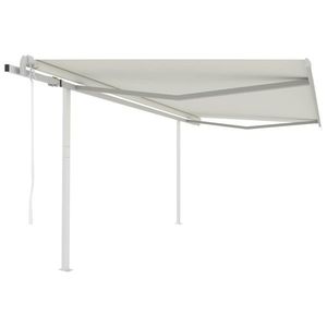 vidaXL Copertină retractabilă automat, cu stâlpi, crem, 4x3, 5 m imagine