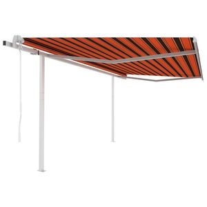 vidaXL Copertină retractabilă automat stâlpi portocaliu&maro 4, 5x3, 5 m imagine