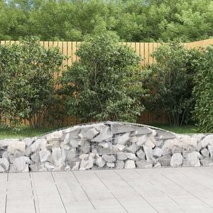 vidaXL Coșuri gabion arcuite 15 buc, 400x30x40/60 cm, fier galvanizat imagine