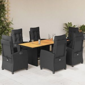 vidaXL Set mobilier de grădină cu perne, 7 piese, negru, poliratan imagine