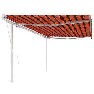 vidaXL Copertină retractabilă automat cu stâlpi, portocaliu&maro 5x3 m imagine