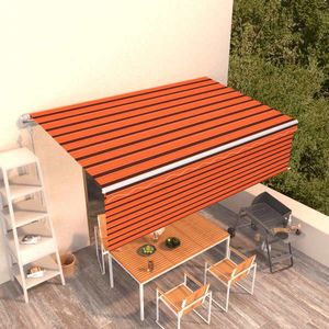 vidaXL Copertină retractabilă automat cu stor, portocaliu&maro, 5x3 m imagine