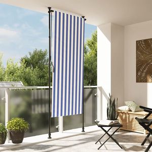 vidaXL Jaluzea rulou de exterior albastru/alb 100x270 cm țesătură/oțel imagine