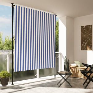 vidaXL Jaluzea rulou de exterior albastru/alb 200x270 cm țesătură/oțel imagine