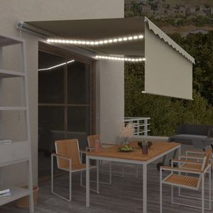 vidaXL Copertină retractabilă manual cu stor&LED, crem, 4, 5x3 m imagine