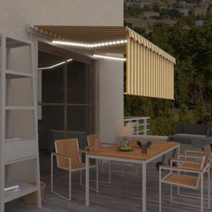 vidaXL Copertină retractabilă manual cu stor&LED galben&alb 3, 5x2, 5 m imagine