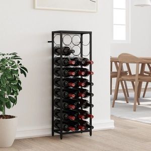 vidaXL Suport sticle vin 27 de sticle, negru 34x18x100 cm fier forjat imagine