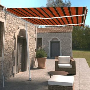 vidaXL Copertină retractabilă manual cu LED portocaliu&maro 350x250 cm imagine