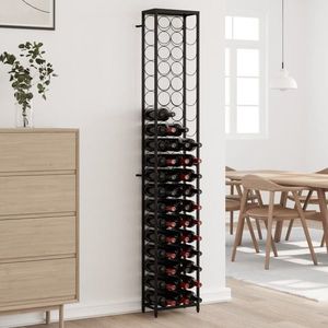 vidaXL Suport sticle vin 57 de sticle, negru 34x18x200 cm fier forjat imagine