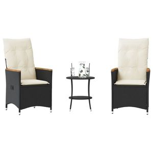 Set mobilier bistro, 3 piese, negru, poliratan imagine