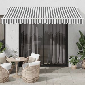 vidaXL Copertină retractabilă manual cu LED, antracit/alb, 350x250 cm imagine