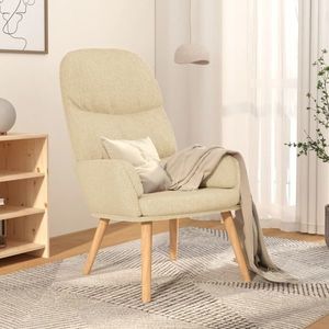 vidaXL Scaun de relaxare, crem, material textil imagine