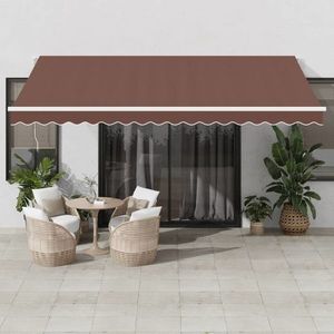 vidaXL Copertină retractabilă manual cu LED, maro, 450x300 cm imagine