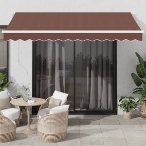 vidaXL Copertină retractabilă manual cu LED, maro, 350x250 cm imagine