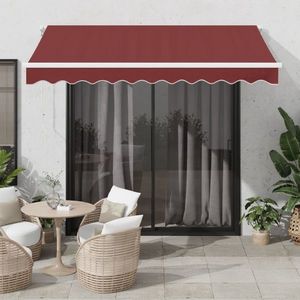 vidaXL Copertină retractabilă manual cu LED, vișiniu, 300x250 cm imagine