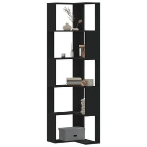 vidaXL Bibliotecă 5 niveluri negru 50x50x179cm lemn prelucrat imagine