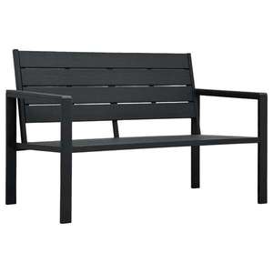 vidaXL Bancă de grădină, negru, 120 cm, aspect de lemn, HDPE imagine