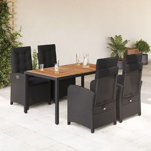 vidaXL Set mobilier de grădină cu perne, 5 piese, negru, poliratan imagine