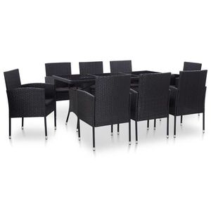 Set mobilier de exterior 9 piese, negru imagine