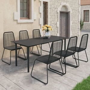 vidaXL Set mobilier de exterior, 7 piese, negru, oțel imagine