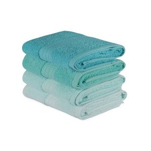 Set 4 prosoape de baie, Hobby, 50x90 cm, 100% bumbac, albastru/turcoaz/bleu imagine