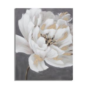 Tablou decorativ White Gold Flower, Mauro Ferretti, 80x100 cm, pictat manual, canvas/lemn de pin imagine