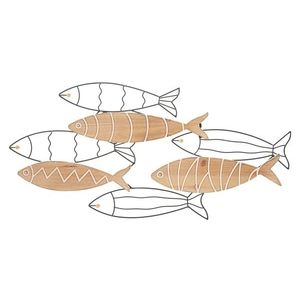 Decoratiune de perete, Mauro Ferretti, Fish, 60 x 2 x 30 cm, fier/mdf, negru/natur imagine