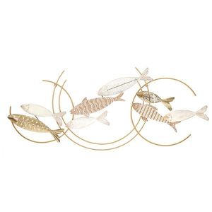 Decoratiune pentru perete, Mauro Ferretti, Fishy, 142.9 x 5 x 61.6 cm, fier/mdf, multicolor imagine