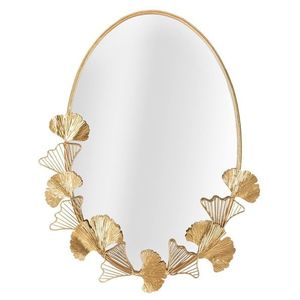 Oglinda decorativa Little Leaf, Mauro Ferretti, 78 cm, fier, auriu imagine