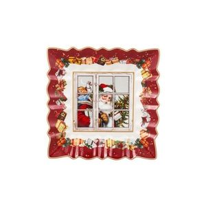 Bol pentru servire, Villeroy & Boch, Toy's Fantasy Santa Square, 23 cm, portelan premium, pictat manual imagine