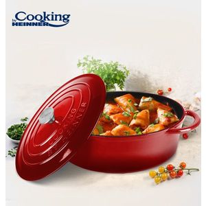 Oala cu capac Red Line, Cooking by Heinner, 33.5x26x12 cm, 6 L, fonta/inox, rosu imagine