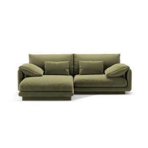 Coltar stanga 3 locuri, Torino-184, Micadoni Home, 220x170x83 cm, catifea, verde deschis imagine