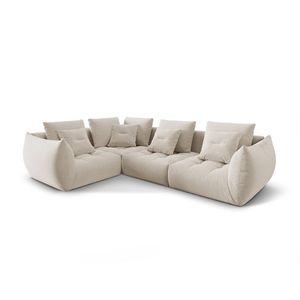 Coltar modular stanga 3 locuri, Bloom-184, Micadoni Home, 316x216x95 cm, catifea, ecru imagine