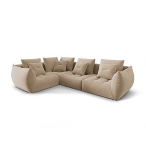 Coltar modular stanga 3 locuri, Bloom-184, Micadoni Home, 316x216x95 cm, catifea, bej sand imagine