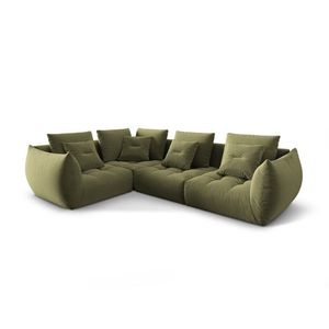 Coltar modular stanga 3 locuri, Bloom-184, Micadoni Home, 316x216x95 cm, catifea, verde deschis imagine