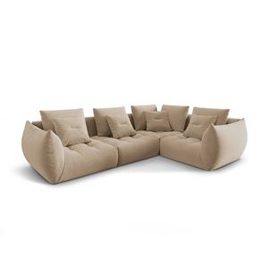 Coltar modular dreapta 3 locuri, Bloom-184, Micadoni Home, 316x216x95 cm, catifea, bej sand imagine