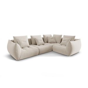 Coltar modular dreapta 3 locuri, Bloom-184, Micadoni Home, 316x216x95 cm, catifea, ecru imagine