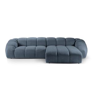 Coltar dreapta 4 locuri, Diana-192, Micadoni Home, 334x182x72 cm, catifea structurata, albastru jeans imagine