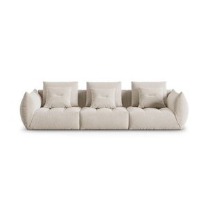 Canapea modulara 4 locuri, Bloom-184, Micadoni Home, 332x106x95 cm, catifea, ecru imagine