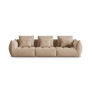 Canapea modulara 4 locuri, Bloom-184, Micadoni Home, 332x106x95 cm, catifea, bej sand imagine