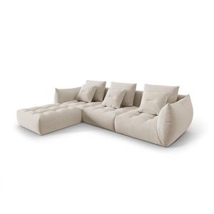 Coltar modular reversibil 2 locuri, Bloom-184, Micadoni Home, 332x216x95 cm, catifea, ecru imagine