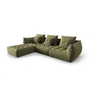 Coltar modular reversibil 2 locuri, Bloom-184, Micadoni Home, 332x216x95 cm, catifea, verde deschis imagine