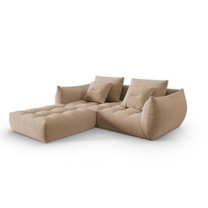 Coltar modular reversibil 3 locuri, Bloom-184, Micadoni Home, 232x216x95 cm, catifea, bej sand imagine